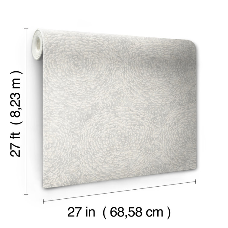 Gray Floral Pattern Nonwoven Removable Wallpaper