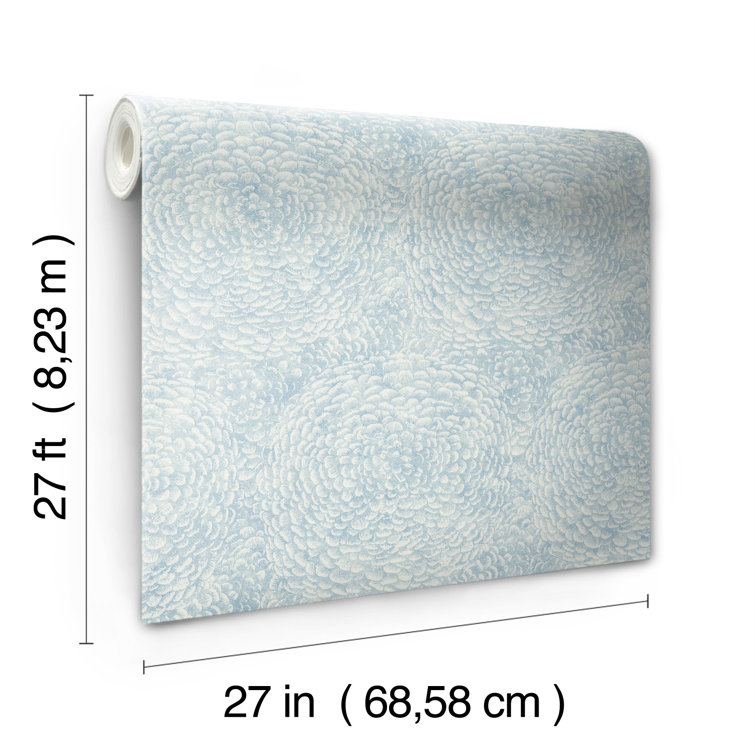 Blue Floral Nonwoven Wallpaper with Soft Petals Design