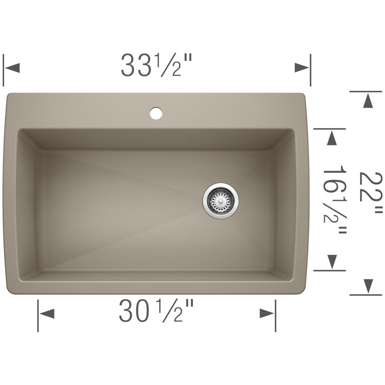 Truffle Granite Composite Single Bowl Drop-In/Undermount Kitchen Sink