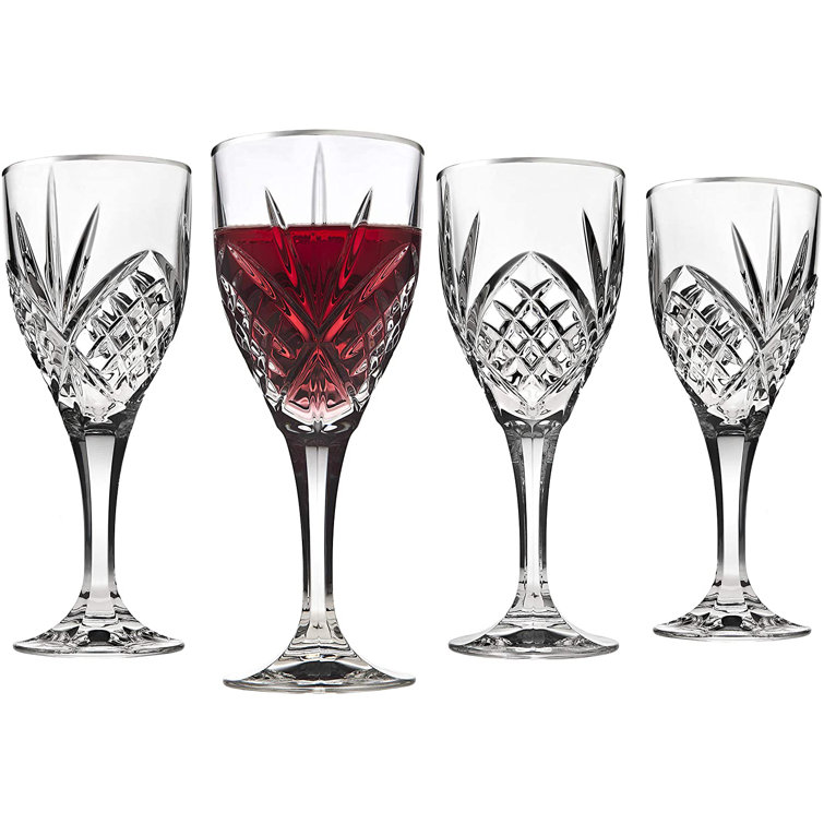 Platinum-Banded Crystalized 16oz Stemware Goblets Set of 4