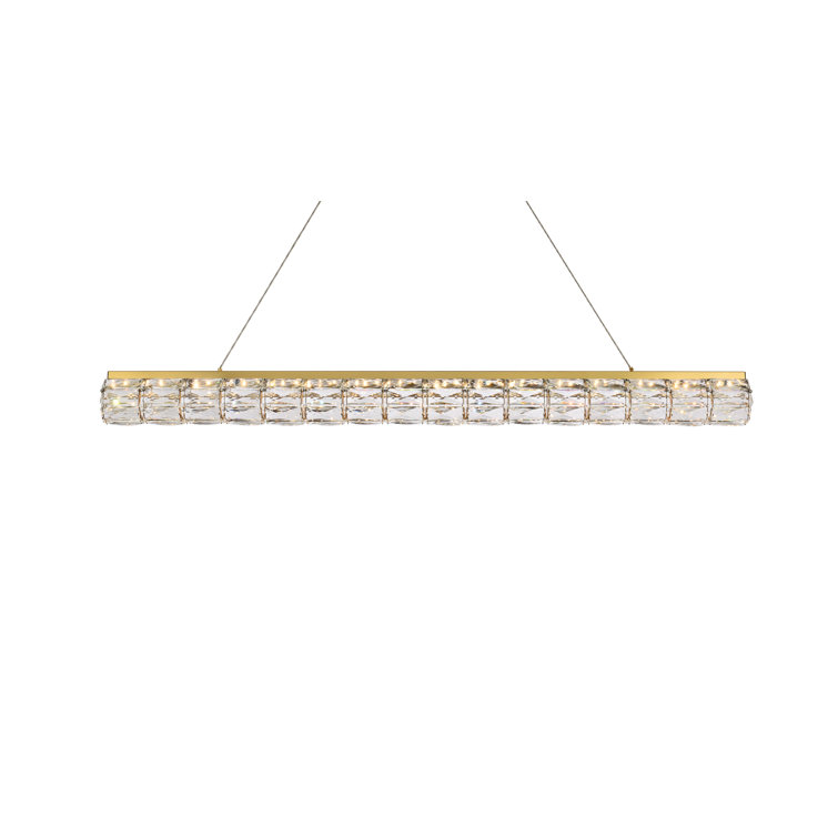 Gold and Clear Crystal LED Linear Pendant Light