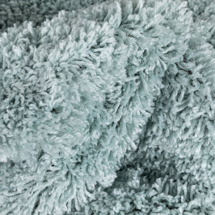Seafoam Green Rectangular Shag Synthetic Area Rug 5' x 7'