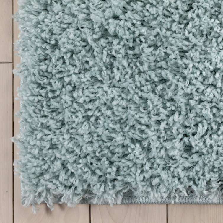 Seafoam Green Rectangular Shag Synthetic Area Rug 5' x 7'