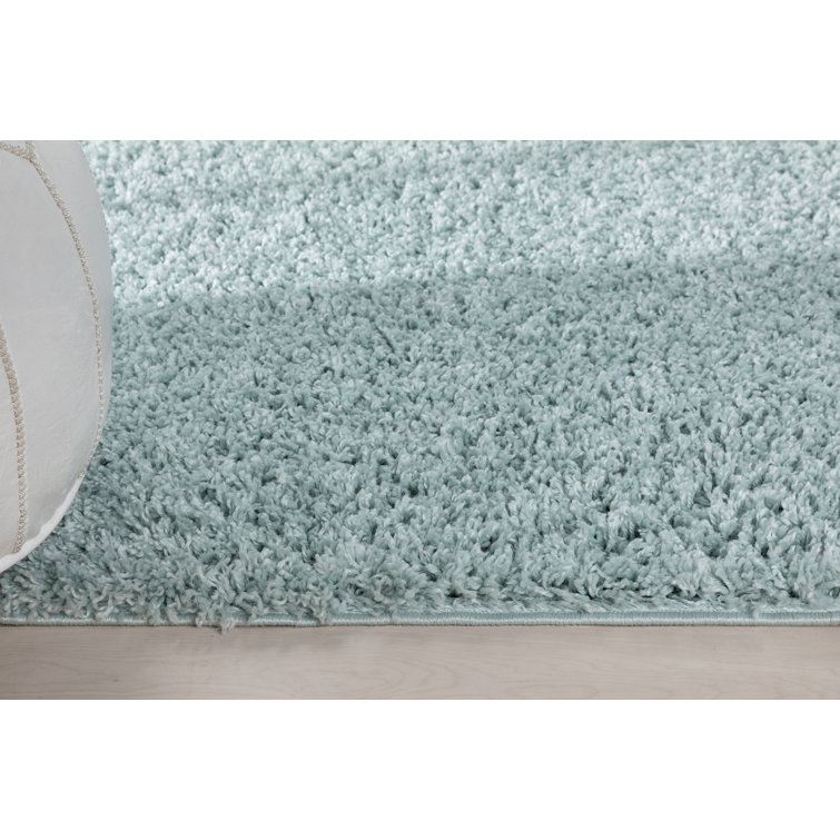 Seafoam Green Rectangular Shag Synthetic Area Rug 5' x 7'