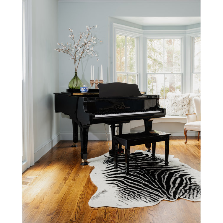 Acadia Black and White Faux Fur Zebra Area Rug