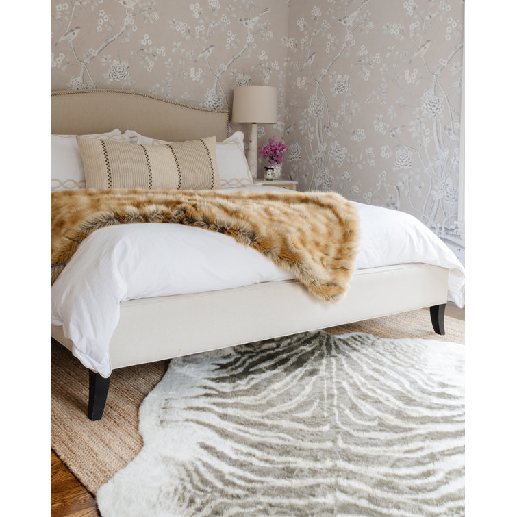 Gray and Taupe Faux Fur Rectangular Area Rug