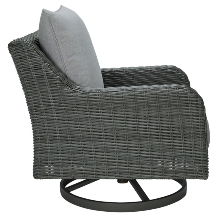 Gray Wicker Swivel Dining Chair with Cushions