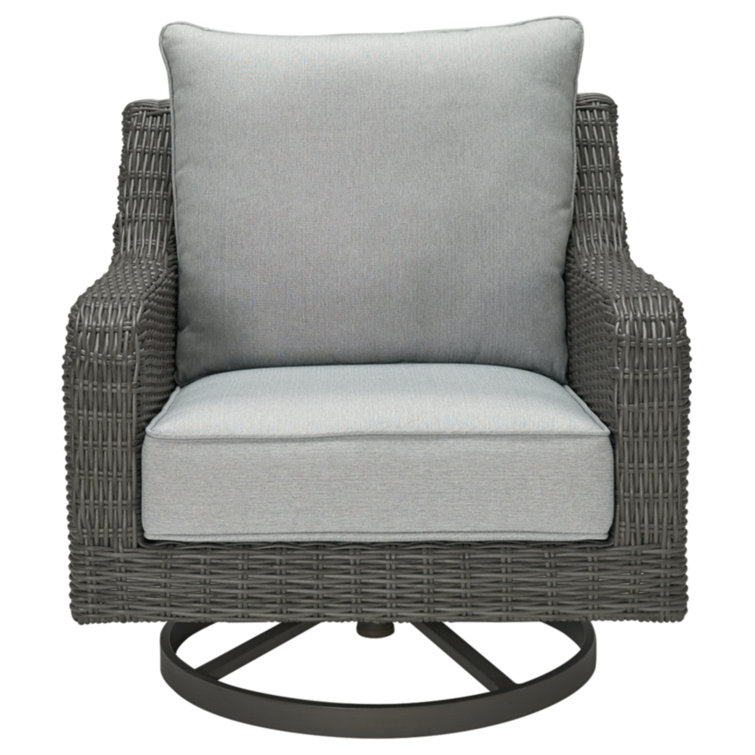 Gray Wicker Swivel Dining Chair with Cushions