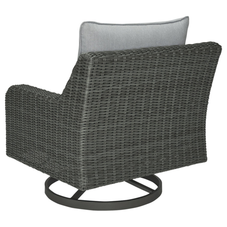 Gray Wicker Swivel Dining Chair with Cushions