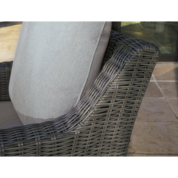 Gray Wicker Swivel Dining Chair with Cushions