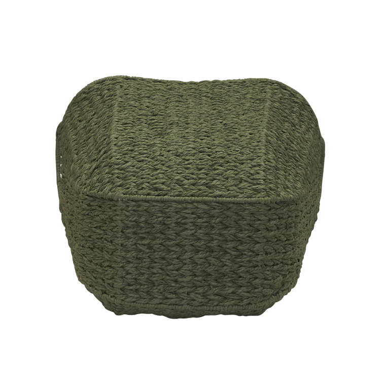 Olive Green Seagrass Oval Storage Basket with Wire Handles