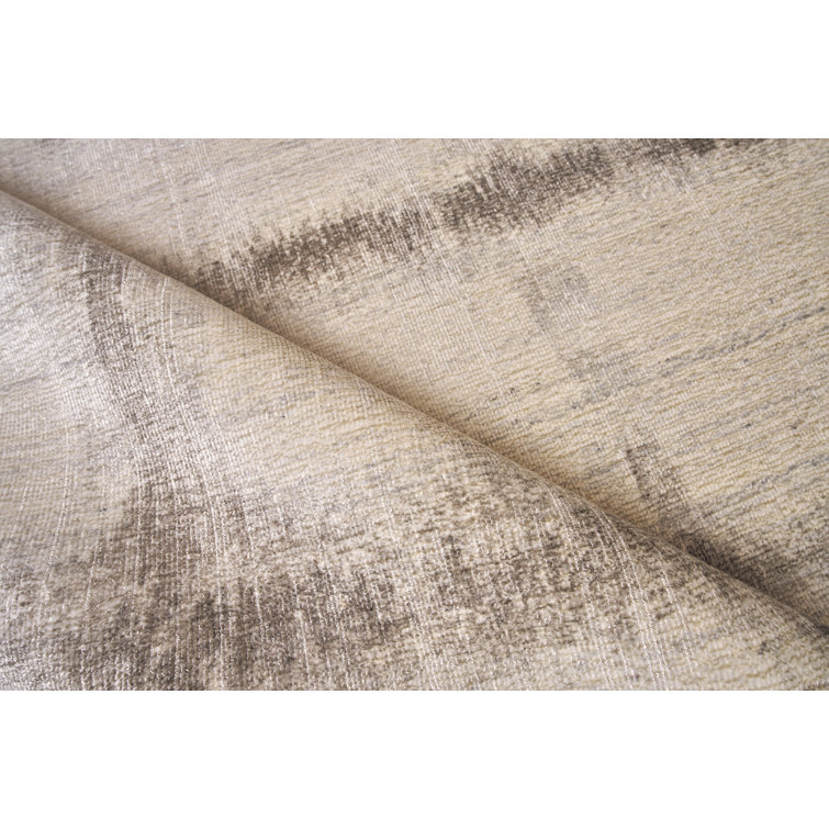 Ivory Geometric Handmade Wool and Viscose Area Rug