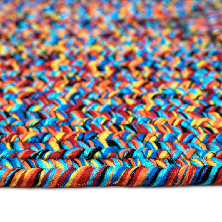 Bright Multi Oval Braided Synthetic Indoor/Outdoor Rug