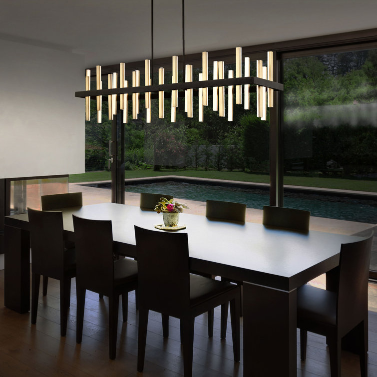 Harmonix Black Aged Brass LED Linear Chandelier