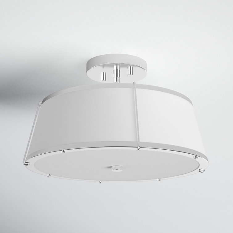 Elegant 2-Light Polished Nickel Drum LED Semi-Flush Mount