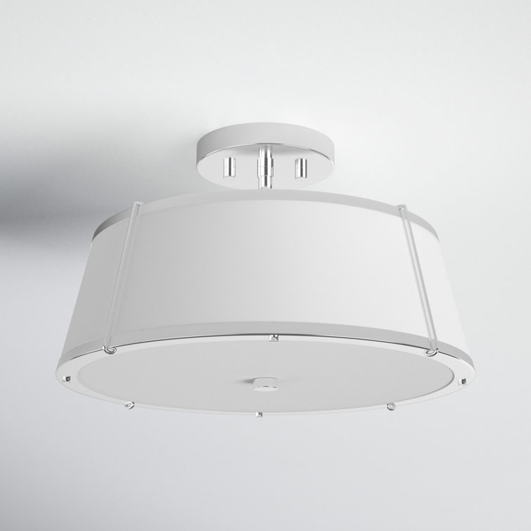 Elegant 2-Light Polished Nickel Drum LED Semi-Flush Mount