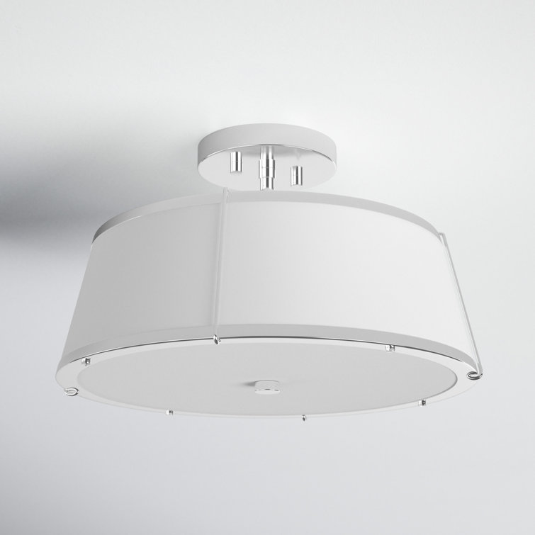 Elegant 2-Light Polished Nickel Drum LED Semi-Flush Mount