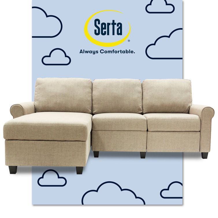 Beige Fabric Reclining Sectional Sofa with Storage Chaise
