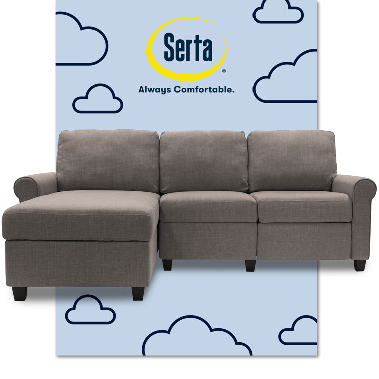 Copenhagen 89'' Gray Microfiber Sectional Sofa with Storage Chaise