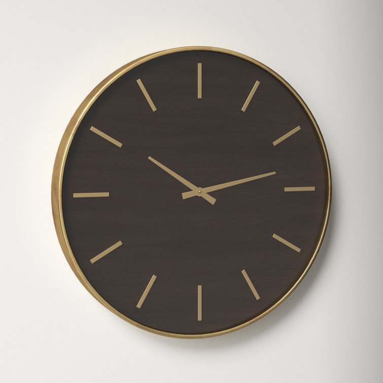 Mari 23.75'' Round Mahogany and Metal Wall Clock