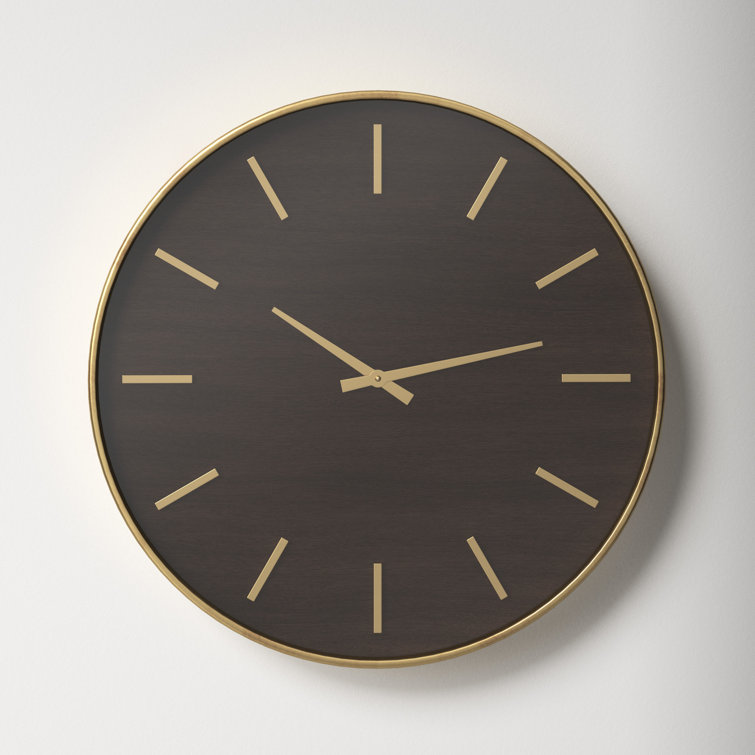 Mari 23.75'' Round Mahogany and Metal Wall Clock