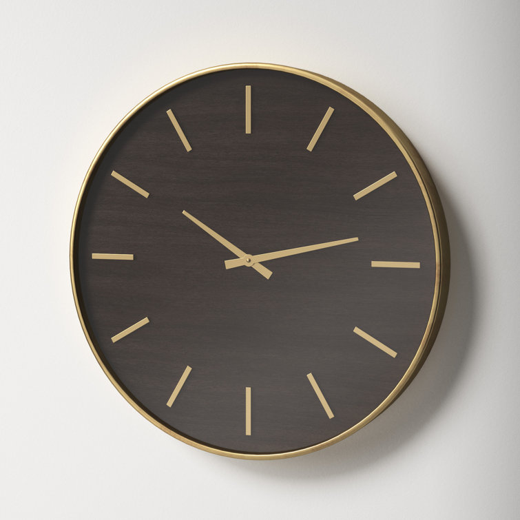 Mari 23.75'' Round Mahogany and Metal Wall Clock