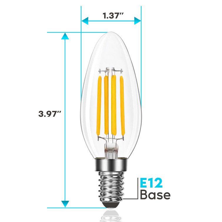 Vintage Clear Glass Dimmable LED Candelabra Light Bulbs