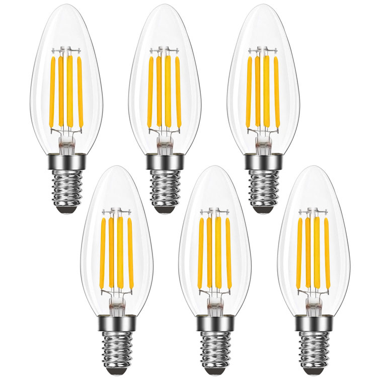 Vintage Clear Glass Dimmable LED Candelabra Light Bulbs