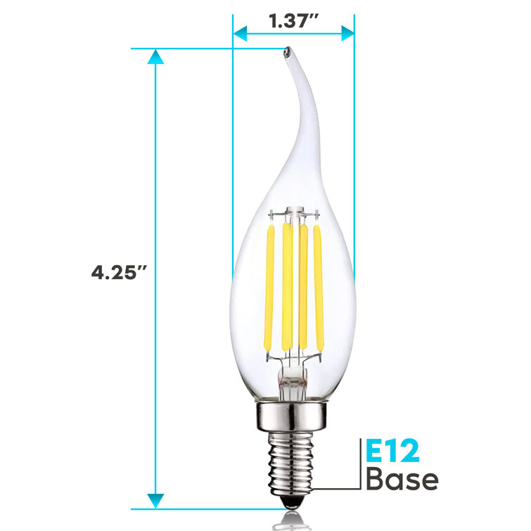 Vintage Edison Style Dimmable LED Candelabra Bulbs, Clear Glass, 7-Watt