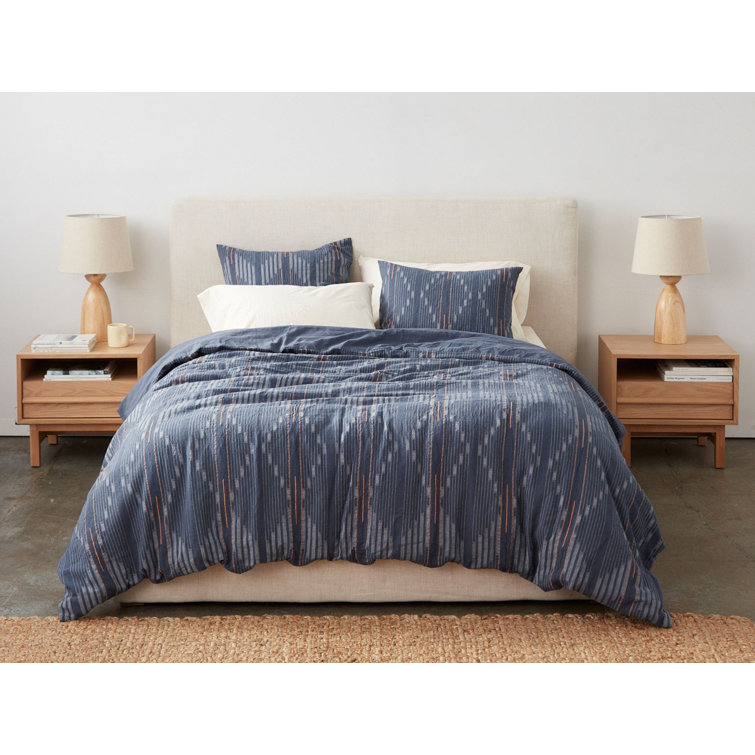 Moonlight Blue Organic Cotton Ikat King Duvet Cover