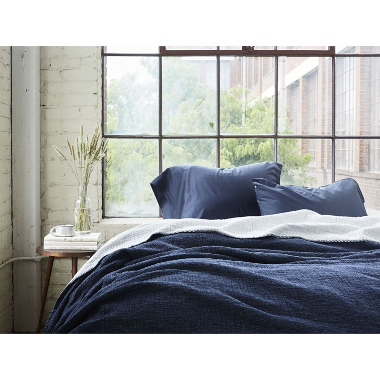 Full Charcoal Organic Cotton Reversible Throw Blanket