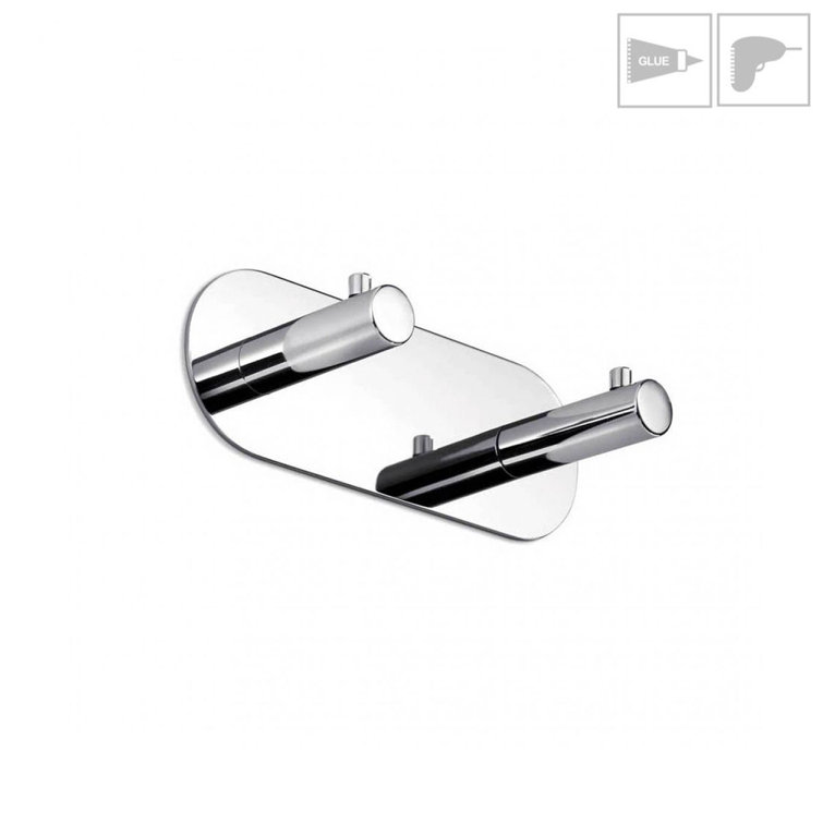 Polished Chrome Wall Mounted Double Towel/Robe Hook