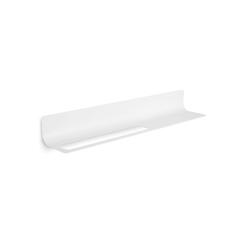 Curva White Aluminum Wall Shelf with Towel Bar