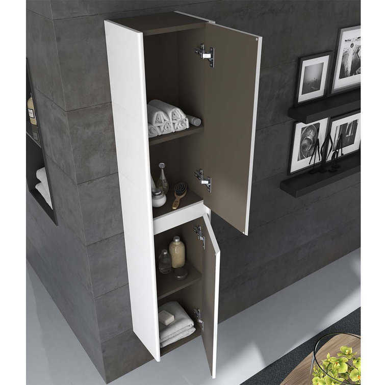 Glossy White MDF Single Sink Vanity with Mirror