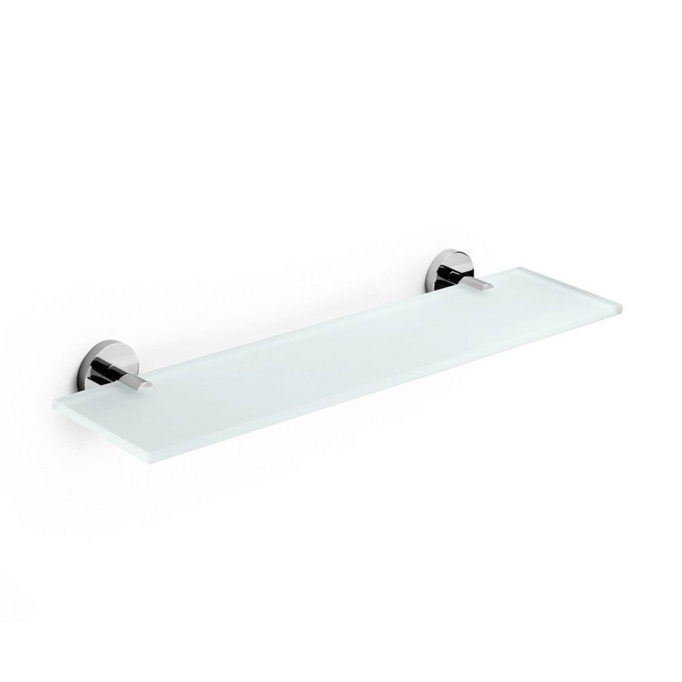 Frosted Glass Wall Shelf with Polished Chrome Brackets