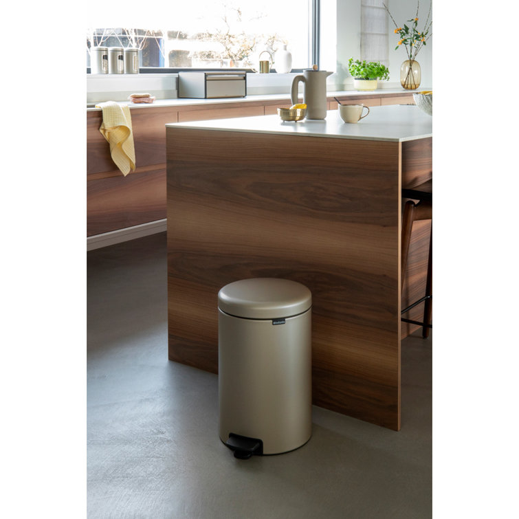 Platinum Round Soft-Close Pedal Trash Can with Removable Bucket