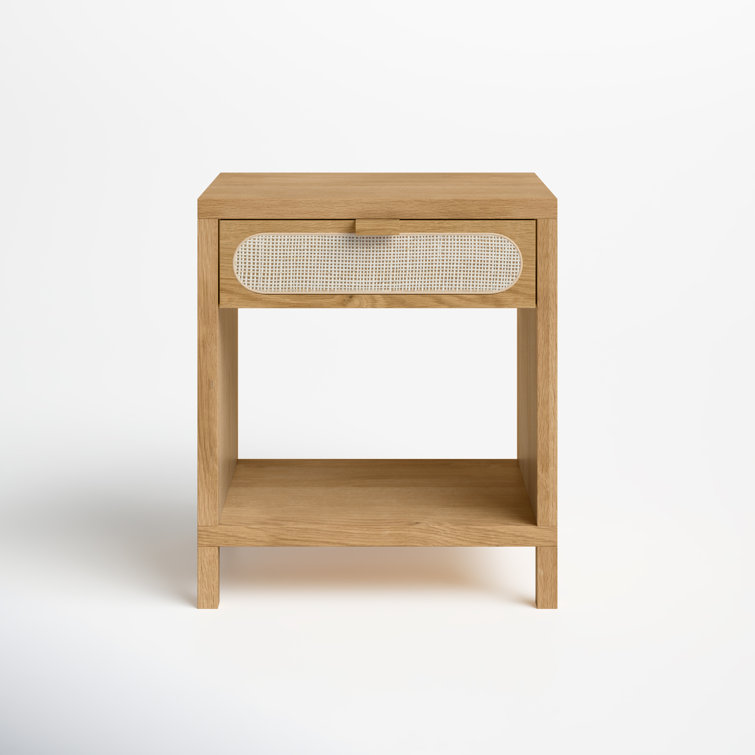 Allegra Honey Oak & Cream Cane Single Drawer Nightstand