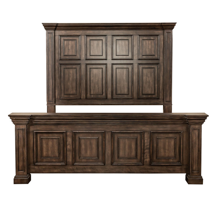 Big Valley Traditional King Panel Bed with Drawer in Light Brown