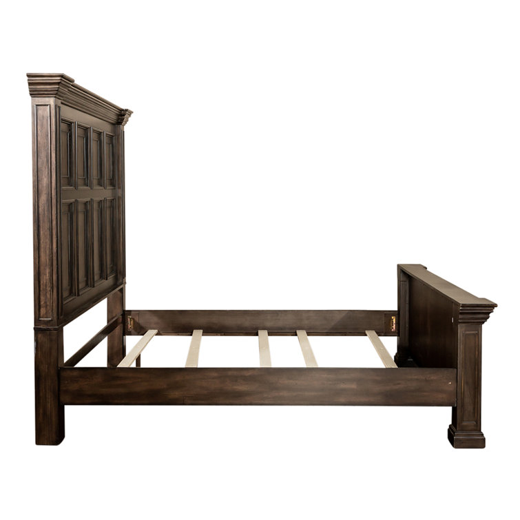 Big Valley Traditional King Panel Bed with Drawer in Light Brown