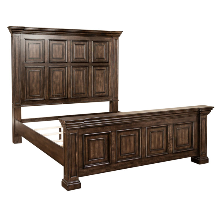 Big Valley Traditional King Panel Bed with Drawer in Light Brown