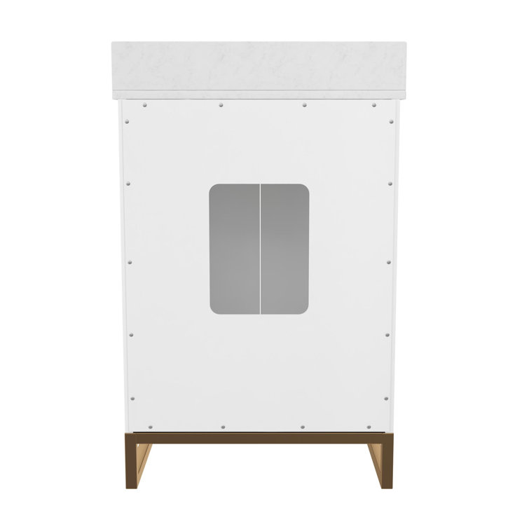 Leona 24" White and Gold Freestanding Bathroom Vanity