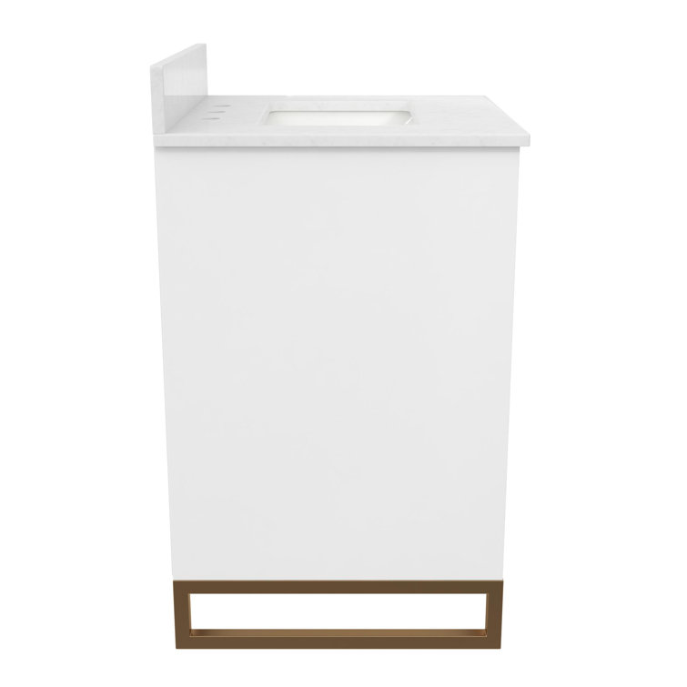 Leona 24" White and Gold Freestanding Bathroom Vanity