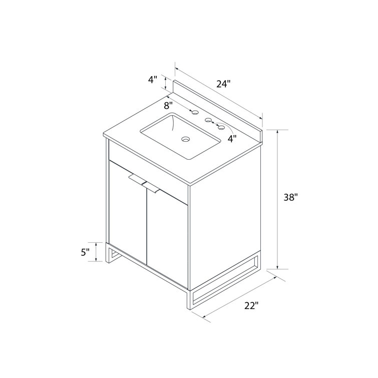 Leona 24" White and Gold Freestanding Bathroom Vanity