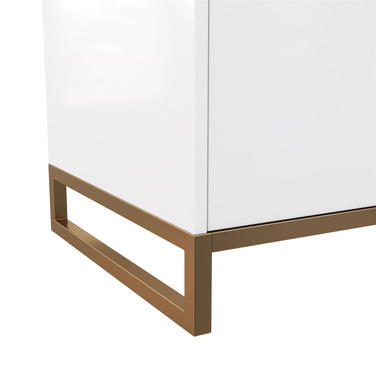 Leona 24" White and Gold Freestanding Bathroom Vanity