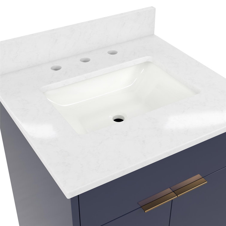 Navy Blue and Gold 24" Freestanding Bathroom Vanity