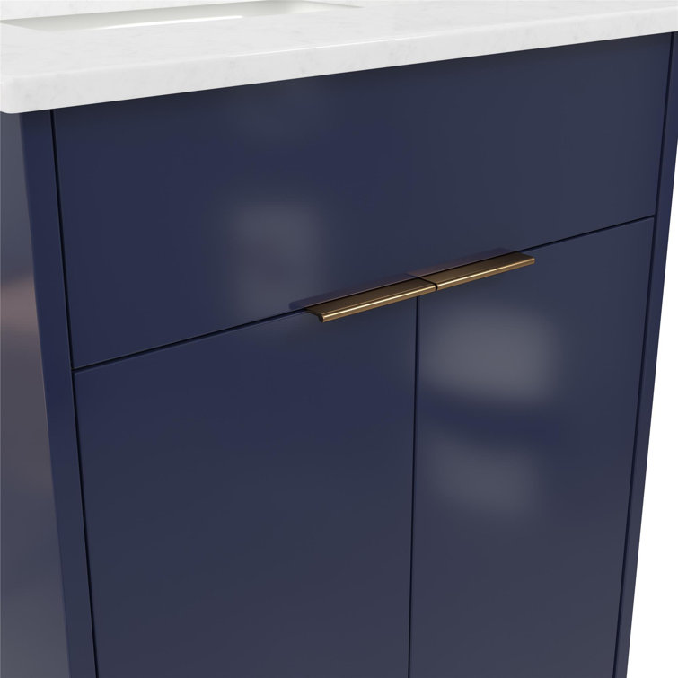 Navy Blue and Gold 24" Freestanding Bathroom Vanity