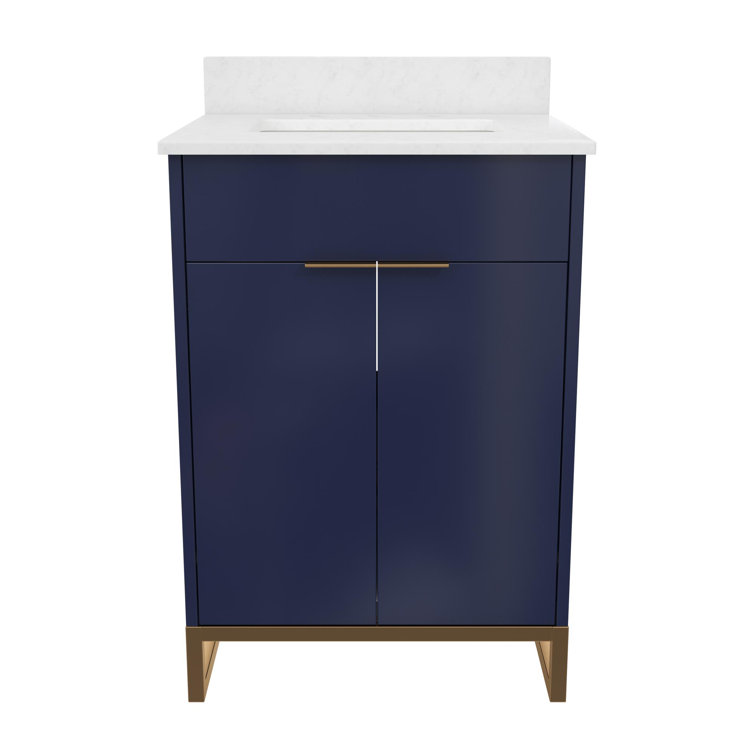 Navy Blue and Gold 24" Freestanding Bathroom Vanity