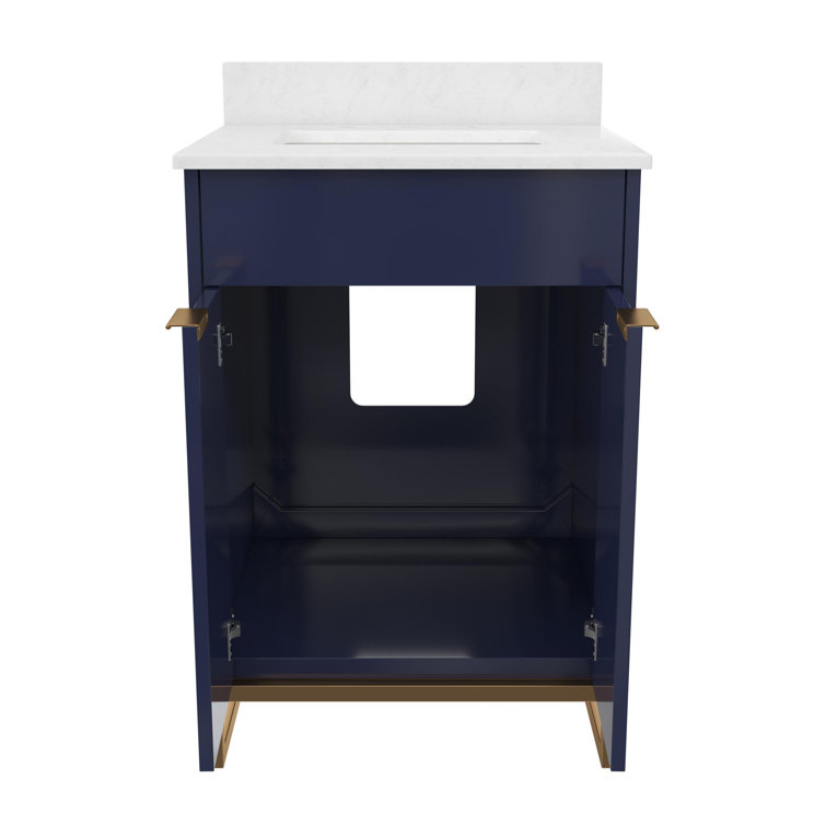 Navy Blue and Gold 24" Freestanding Bathroom Vanity