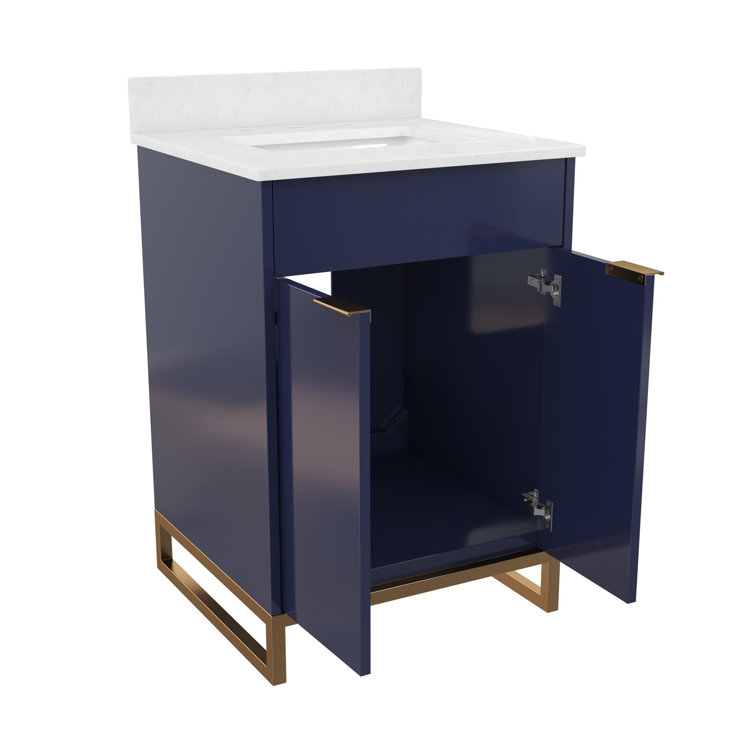 Navy Blue and Gold 24" Freestanding Bathroom Vanity