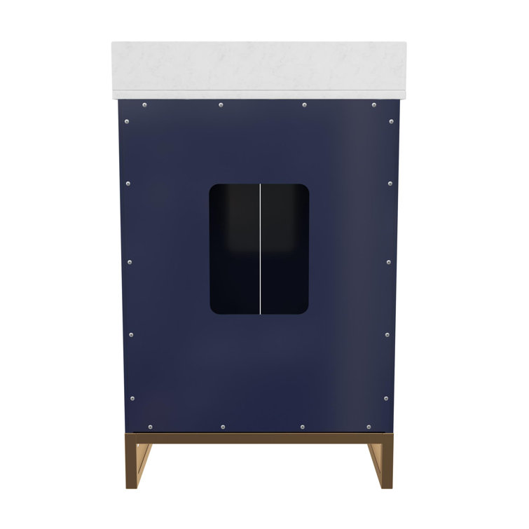 Navy Blue and Gold 24" Freestanding Bathroom Vanity
